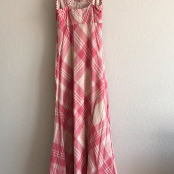 Polo Ralph Lauren Pink and Cream Maxi Length Plaid Dress Size 12 - Picture 5 of 7